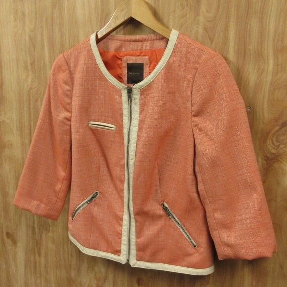 THE LIMITED Round Neck Peach Orange Blazer Suit Jacket Size M Full Zip Suit Coat - Picture 1 of 12